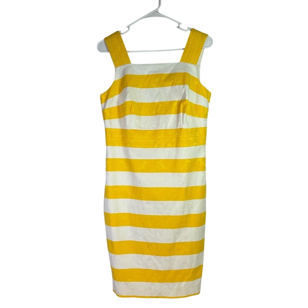 Ann Taylor Yellow & White Textured Sleeveless Dress Size 6 FF0601
